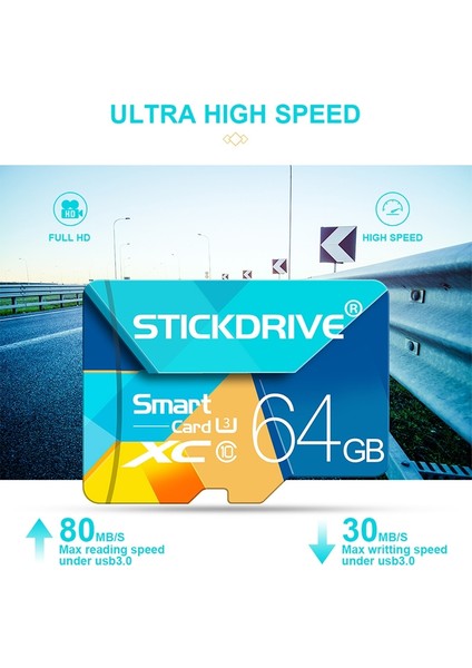 128GB U3 Renkli Tf (Mikro Sd) Hafıza Kartı (Yurt Dışından)
