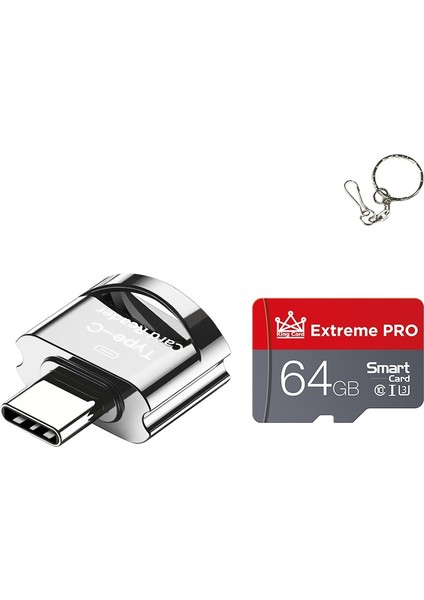 C10 Tip-C Arabirimi Cep Telefonu Hafıza Kartı, Kapasite: 64GB (Gümüş Gri) (Yurt Dışından)