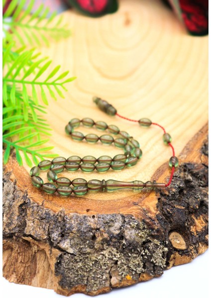 Özel Sistemli Şeffaf Yeşil Ateş Kehribar Tesbih 201020991 modelleri