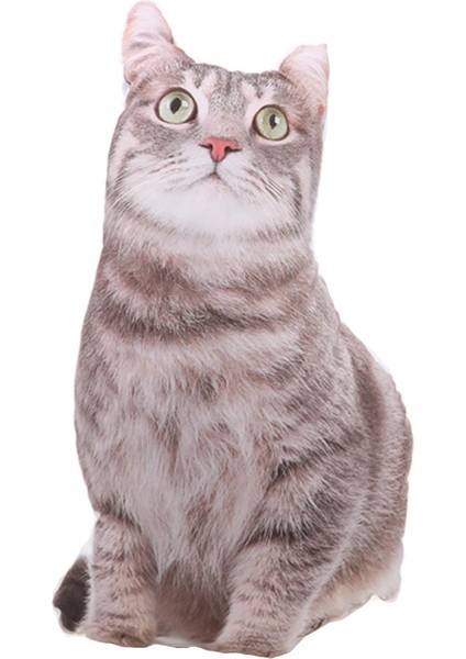 Yeşil Gözlü Kahve Kedi Peluş Yastık
