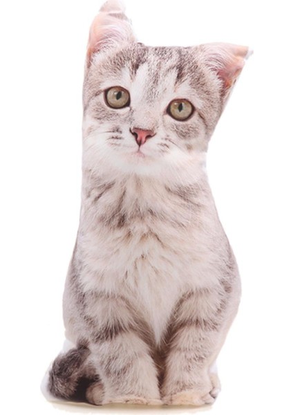 Yeşil Gözlü Açık Kahve Kedi Peluş Yastık