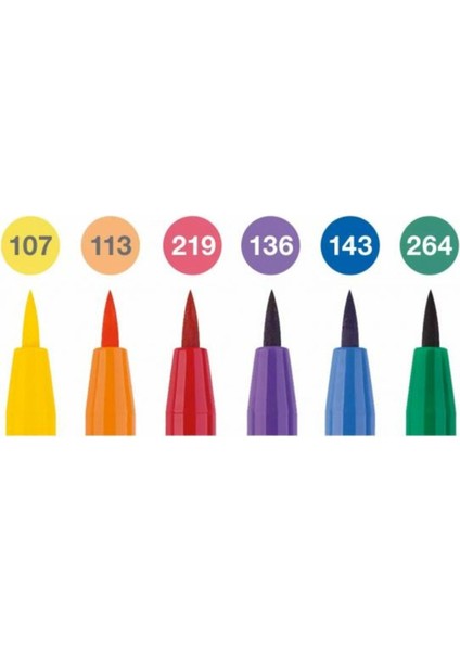 Faber Pitt Artist Pen Fırça Uç 6lı, Renk Çarkı