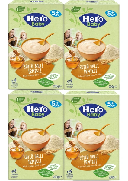 Hero Baby Kaşık Maması 200GR Sütlü Ballı Irmikli 4 Lü Set