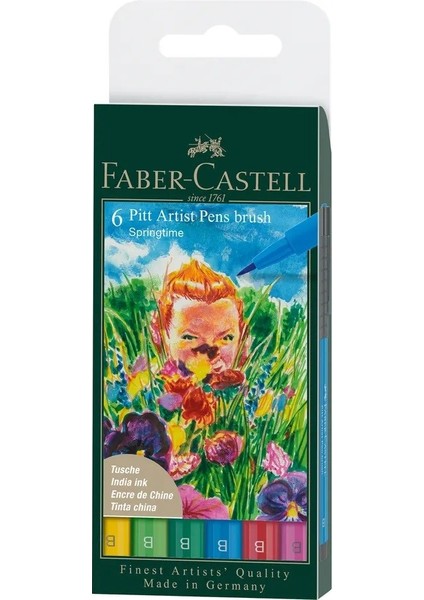 Faber Pitt Artist Pen Fırça Uç 6lı, Bahar Renkleri