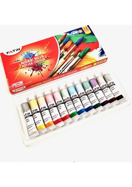 Akrilik Boya Tüplü 12 Renk 12 ml