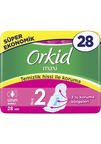 Maxi Hijyenik Ped Uzun Süper Ekonomik Paket 28 Adet