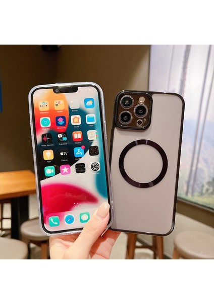 Iphone 13 Pro Max Şeffaf Siyah Için Buzlu Pc Magsafe Telefon Kılıfı (Yurt Dışından) modelleri