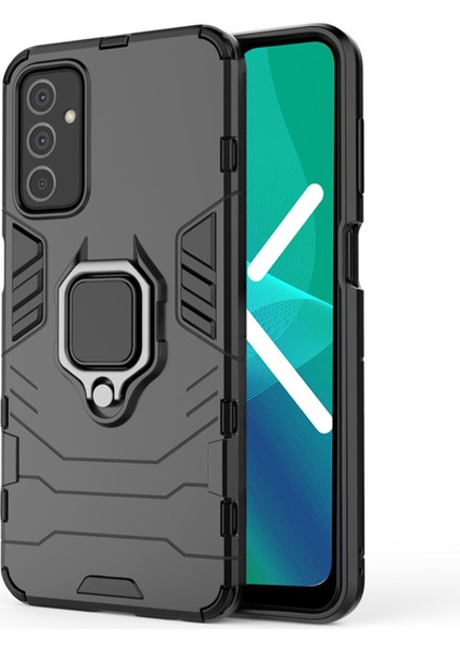Samsung Galaxy F23 Batman Serisi Yüzük Standlı Armor Kılıf - Siyah