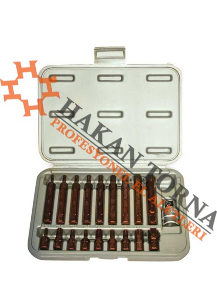 19 Parça Kaplamalı Torx Bits Set Uzun Kısa