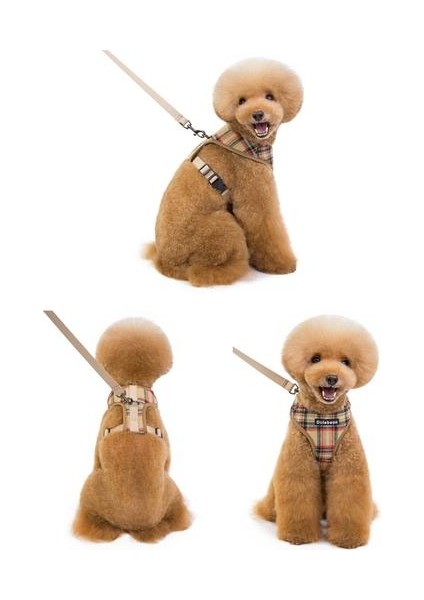 Pet Malzemeleri Tasma Set Köpek Koşum Köpek Yelek Pet Tasma Polyester Brace Göğüs Kayışı Toka Tasarım Büstü Boyutunu Ayarlayabilir | Koşumlar (Haki) (Yurt Dışından)