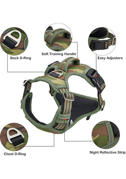 Taktik Büyük Orta Köpekler Için Çekme Koşum Dayanıklı Ağır Kamuflaj Yansıtıcı Pet Koşum Yelek Kontrol Kolu | Koşumlar (Yurt Dışından)