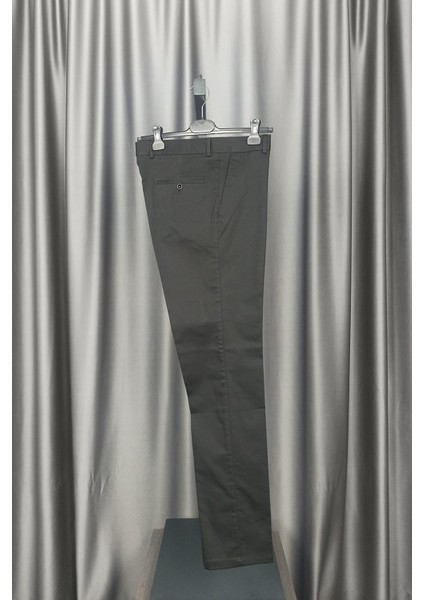 Fermuarlı Yan Cep Düz Pamuklu Likralı Slim Fit Erkek Pantolon