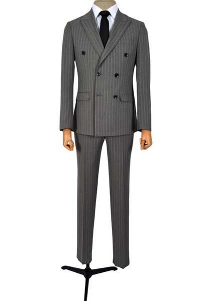 Dik Nokta Çizgili Kruvaze Slim Fit Erkek Takım Elbise fiyatları