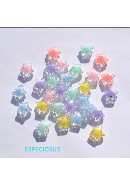 1000 Adet Şeffaf Içi Renkli Yıldız Boncuk Takı Malzemeleri