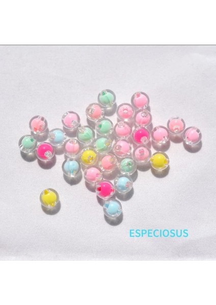 50 Adet Şeffaf Içi Renkli Boncuk Takı Malzemeleri