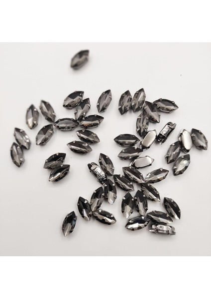 7X15 (1.5cm) Kasalı Dikme Cam Taş Siyah Kasa Gri Taş 50 Adet