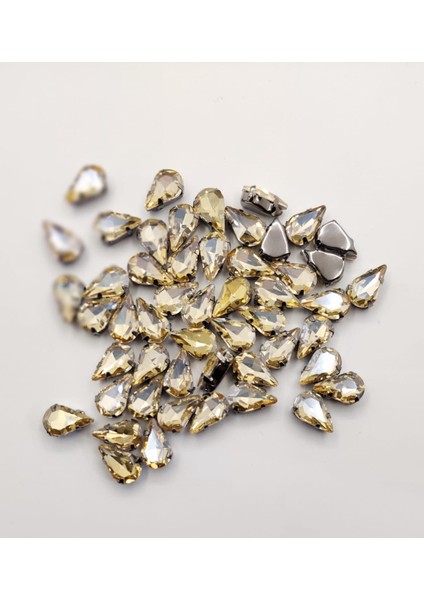 8X13(1.3 Cm) Damla Kasalı Dikme Cam Taş 100 Adet