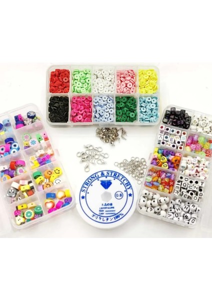 Fimo Boncuk Harf Boncuk 37 Parça Hobi Takı Yapım Seti