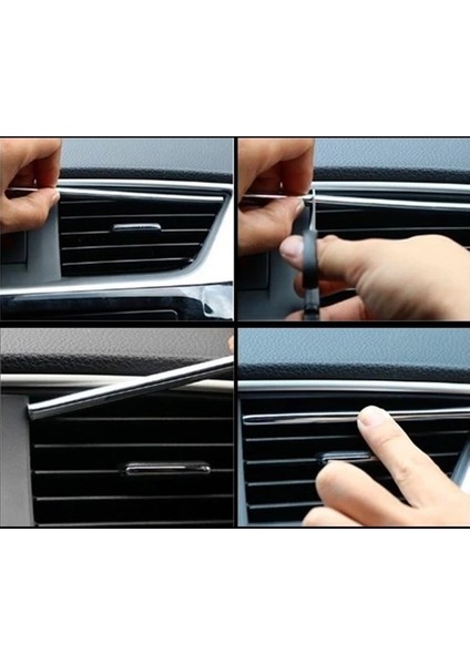 Araç İçi Klima Izgara Hava Çıkış Dekoratif Şeritler Klima Şerit Krom Mavi fiyatları