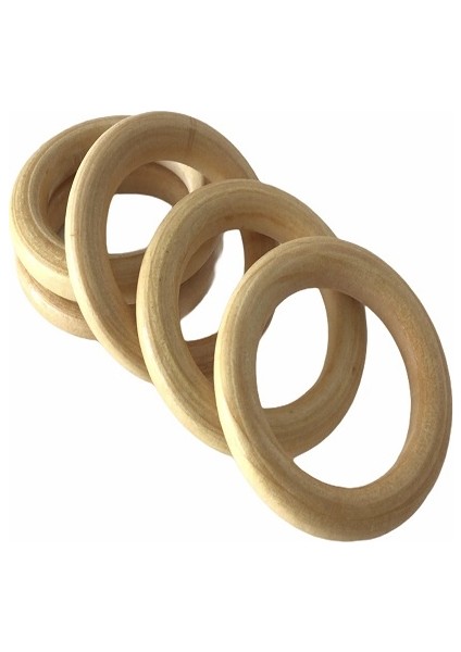 Ahşap, Cilalı Halka (5 Cm) 5'li Paket Kahverengi