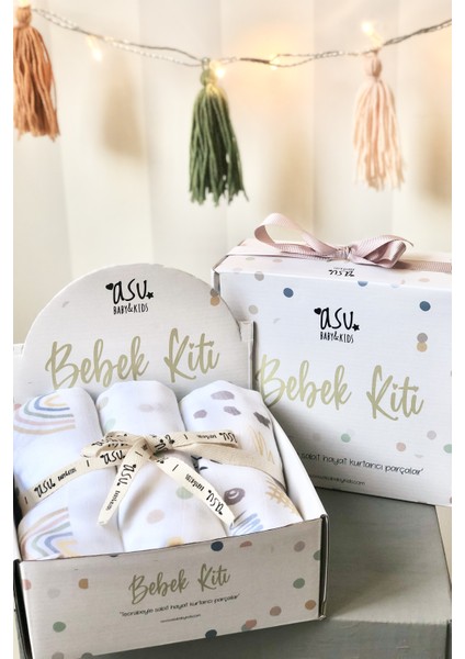 Pastel Mix&match 3'lü Organik Bambu Pamuk Müslin Memphis-Dot-Rainbow