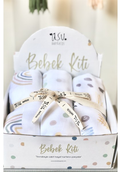 Pastel Mix&match 3'lü Organik Bambu Pamuk Müslin Memphis-Dot-Rainbow fiyatları