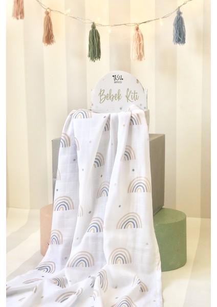 Pastel Mix&match 3'lü Organik Bambu Pamuk Müslin Memphis-Dot-Rainbow indirimleri