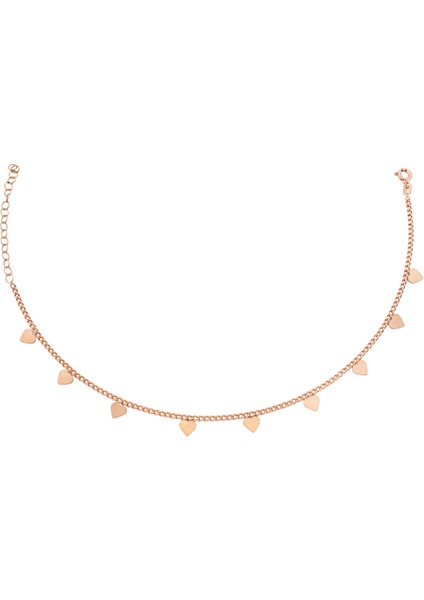 Kalp Şeklinde Pullu 925 Ayar Gümüş Rose Halhal - H006401 fiyatları