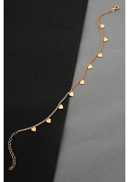 Kalp Şeklinde Pullu 925 Ayar Gümüş Rose Halhal - H006401 modelleri