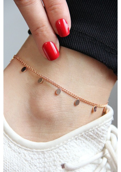 Pullu 925 Ayar Gümüş Rose Halhal - H007001