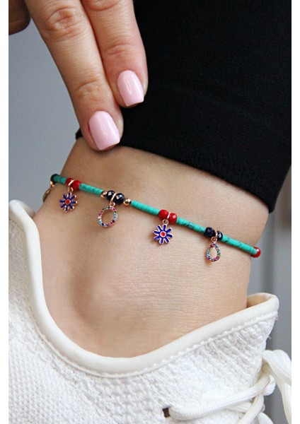 Çok Figürlü 925 Ayar Gümüş Makrome Şans Halhalı - H007501