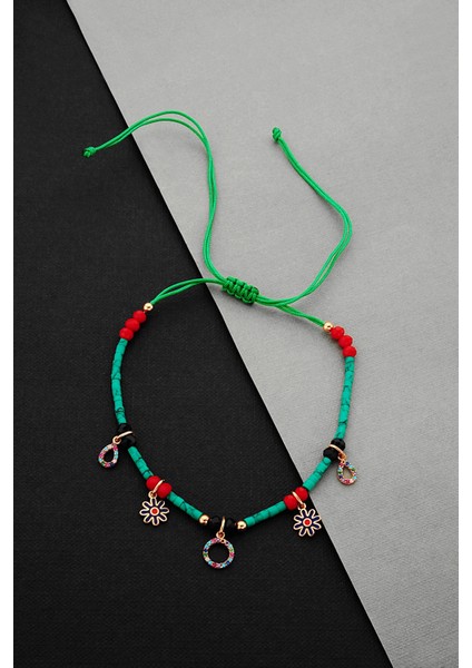 Çok Figürlü 925 Ayar Gümüş Makrome Şans Halhalı - H007501 modelleri