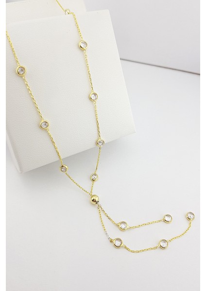 925 Ayar Gümüş Sıra Taşlı Sallantılı Kolye fiyatları