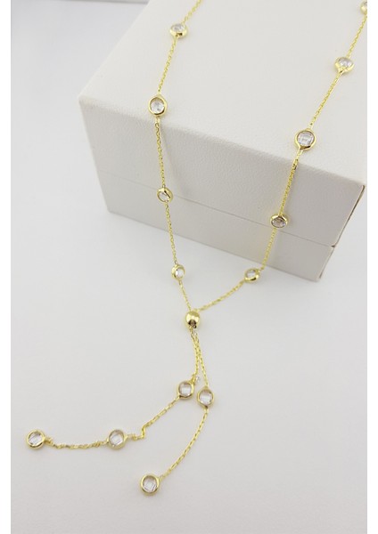 925 Ayar Gümüş Sıra Taşlı Sallantılı Kolye modelleri