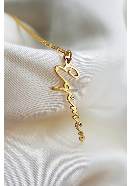 925 Ayar Gümüş El Yazısı Dikey Isim Kolye fiyatları