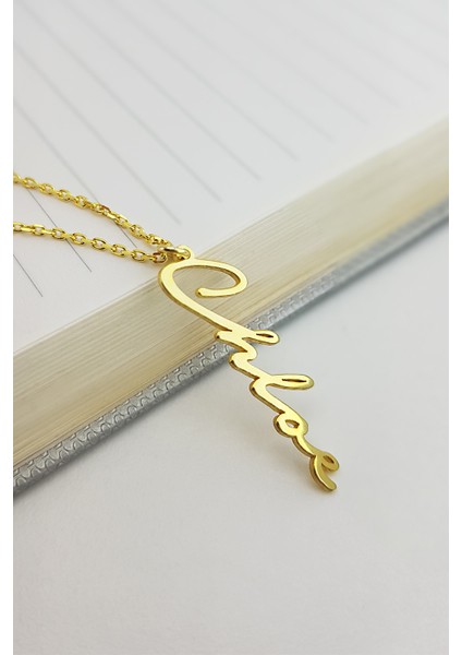 925 Ayar Gümüş El Yazısı Dikey Isim Kolye fırsatları