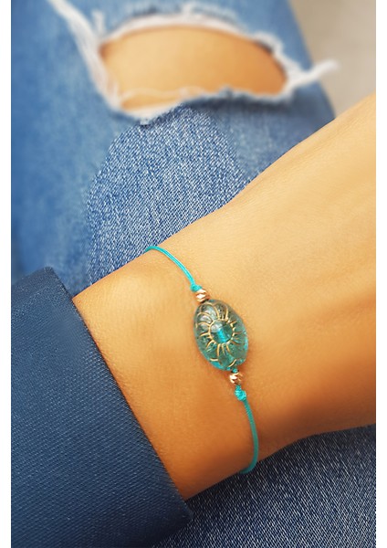 Mavi Çek Kristali Gümüş Bileklik