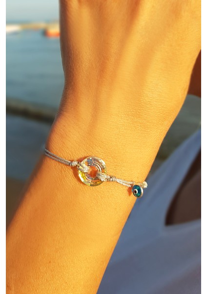 Swarovski Taşlı Gümüş Nazar Bileklik