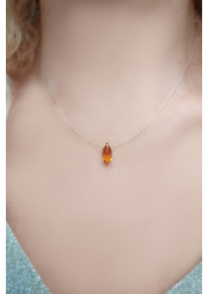 Turuncu Swarovski Taşlı Gümüş Hayalet Kolye modelleri