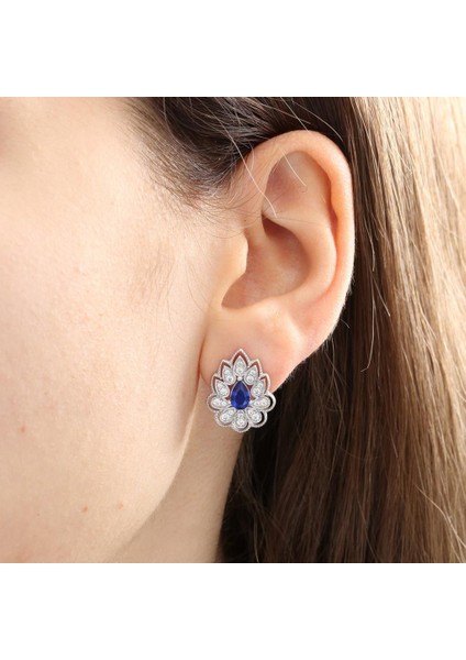 Pırlanta Montür Lotus Çiçeği Sentetik Safir Zarafet Mührü Gümüş Mini Set modelleri