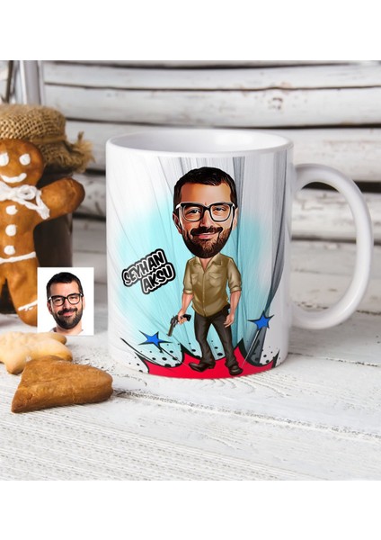 Kişiye Özel Bay Mafya Karikatürlü Beyaz Kupa Bardak