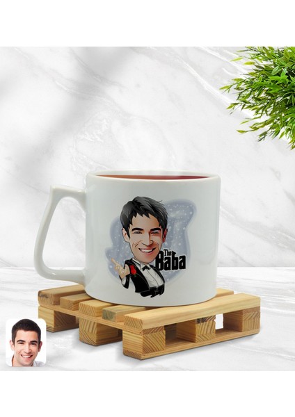 Kişiye Özel Baba Godfather Karikatürlü Middle Beyaz Kupa Bardak Model 2