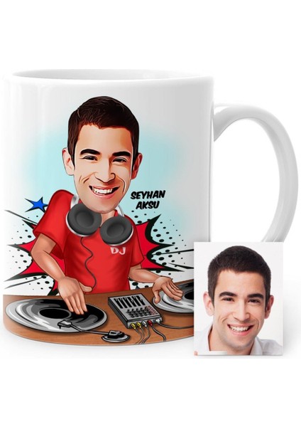 Kişiye Özel Dj Karikatür Beyaz Kupa Bardak