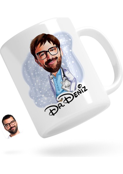 Kişiye Özel Erkek Doktor Karikatürlü Beyaz Kupa Bardak-8