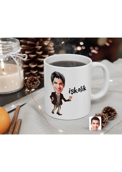 Kişiye Özel Erkek Işkolik Karikatürlü Beyaz Kupa Bardak-2