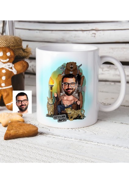 Kişiye Özel Bay Viking Karikatür Beyaz Kupa Bardak