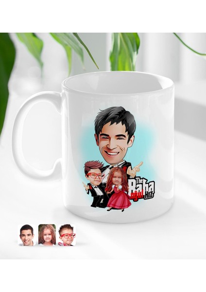Kişiye Özel Godfather Baba Oğul ve Kız Karikatürlü Beyaz Kupa Bardak-1