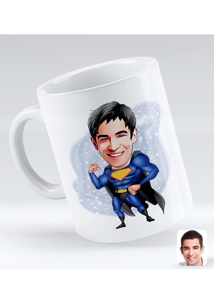 Gift Kişiye Özel Erkek Süper Kahraman Karikatürlü Beyaz Kupa Bardak-7