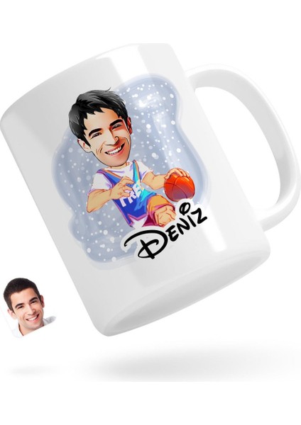 Kişiye Özel Erkek Basketbolcu Karikatürlü Beyaz Kupa Bardak-2
