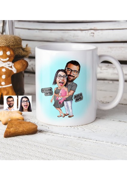 Kişiye Özel Bebek Bekliyoruz Karikatür Beyaz Kupa Bardak